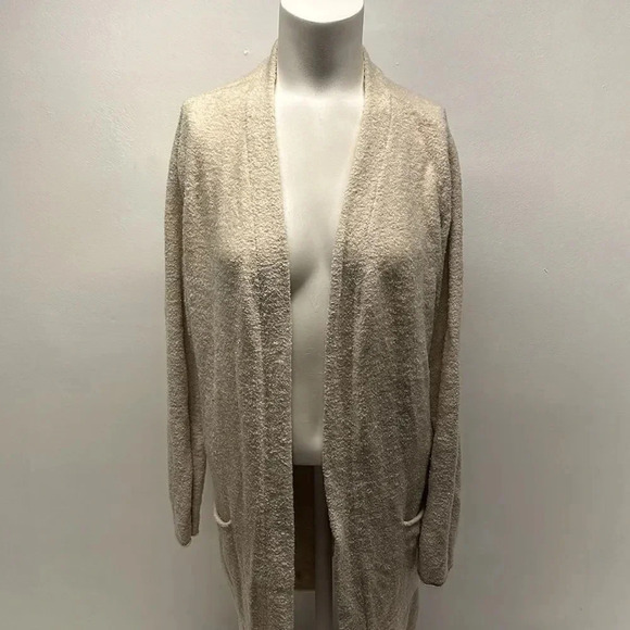 Barefoot Dreams CozyChic Lite Long Weekend Cardi Open Front Cardigan Tan Small - Picture 2 of 11